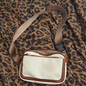 SHEIN White and Brown Crossbody Bag